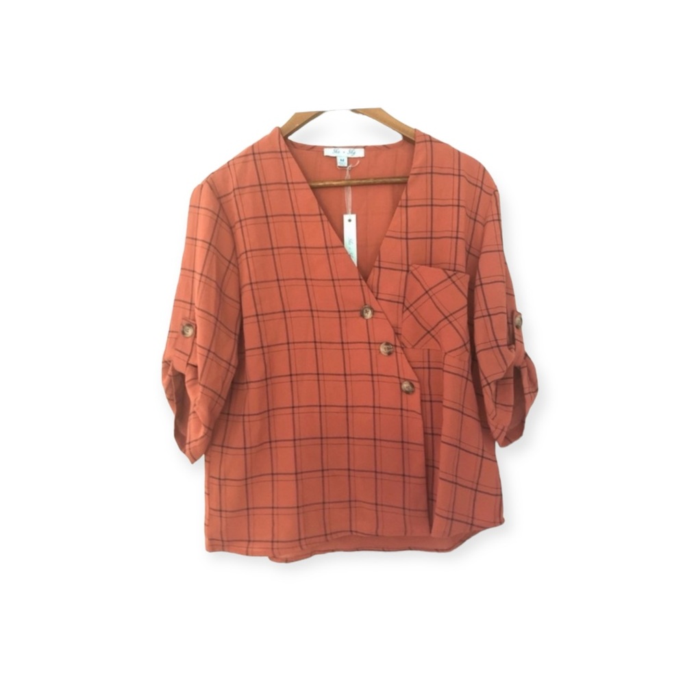 NWT She + Sky orange blouse